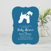 Invitation Irlandais Kerry Blue Terrier Chien Baby shower Blu (Debout devant)