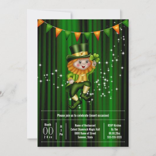 Invitation Irlandais leprechaun jig shamrock de lapin vacance (Devant)