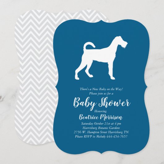 Invitation Irlandais Terrier Chien Baby shower Blue Boy (Devant / Derrière)
