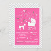 Invitation Irlandais Terrier Chien Baby shower fille rose (Devant / Derrière)