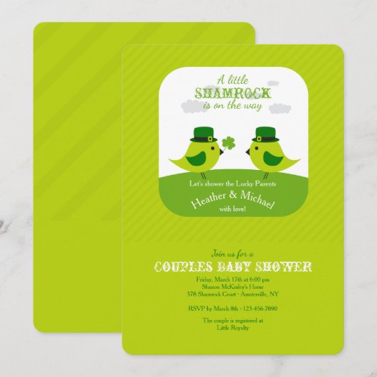 Invitation irlandaise de douche d'inséparables (Devant / Derrière)