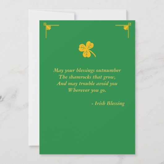 invitation irlandaise du jour st patrick avec pot  (Dos)