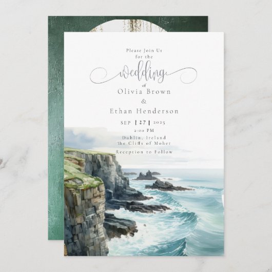 Invitation Irlande Falaises de Moher Mariage (Devant / Derrière)