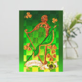 Invitation IRLANDE HARP, OR VERT SHAMROCK St Patrick's Day (Debout devant)