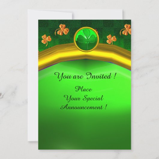 Invitation IRLANDE HARP, OR VERT SHAMROCK St Patrick's Day (Dos)