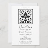 Invitation Ironlace Noir et Blanc Vintage Mariage (Devant)