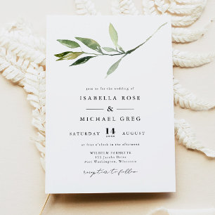 Invitation ISABELLA Élégant Mariage Minimaliste de Verdure