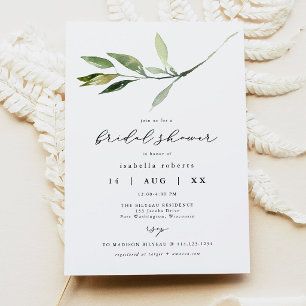 Invitation ISABELLA Élégant Minimaliste Plante Verte Baby Sho