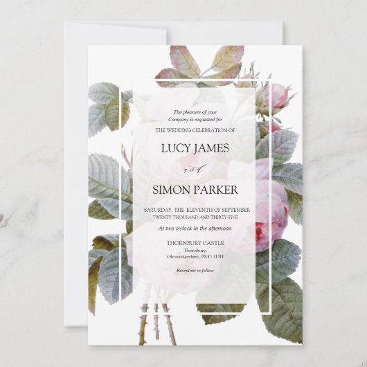 Invitation Isabella II, Élégante Rose Vintage française (Devant)