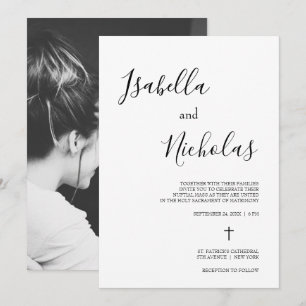 Invitation Isabella Simple Moderne Écriture Mariage Catholiqu