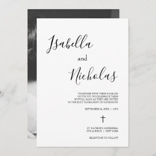 Invitation Isabella Simple moderne Script Mariage catholique