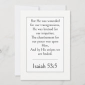 Invitation Isaiah 53:5 Verset de la Bible, Écriture moderne d (Devant)