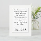 Invitation Isaiah 53:5 Verset de la Bible, Écriture moderne d (Debout devant)