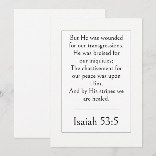 Invitation Isaiah 53:5 Verset de la Bible, Écriture moderne d (Devant / Derrière)