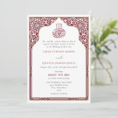 Invitation Islamic Burgundy Arch Ornate Arabesque Wedding (Debout devant)