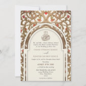 Invitation Islamic Cream Traditional Mihrab Arabesque Wedding (Devant)