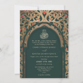 Invitation Islamic Emerald Mihrab Arabesque Wedding (Devant)