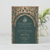 Invitation Islamic Emerald Mihrab Arabesque Wedding (Debout devant)