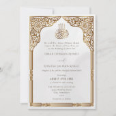 Invitation Islamic Gold Cream Arch Ornate Arabesque Wedding (Devant)