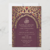 Invitation Islamic Red Maroon Mihrab Arabesque Wedding (Devant)