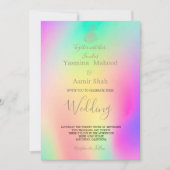 Invitation Islamique Bismillah Coloré Chic Mariage moderne (Devant)