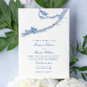 Invitation Islamorada FL Map Élégant Mariage bleu marine