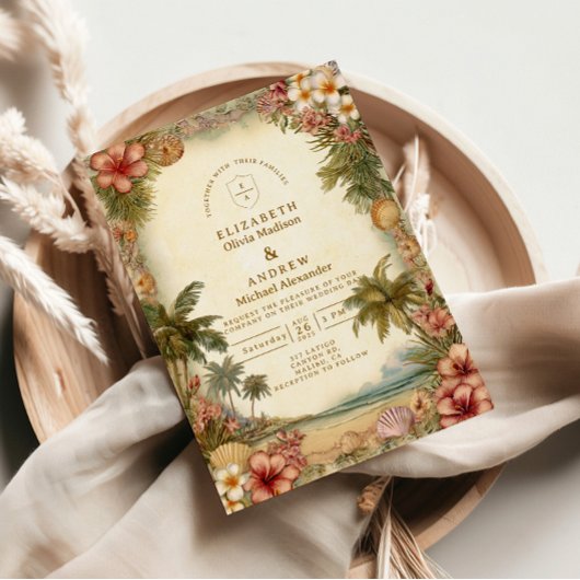 Invitation Island Botanical Floral Wedding