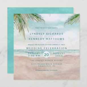 Invitation Island Breeze Ocean Beach Mariage Carré de scène