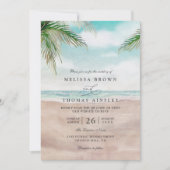 Invitation Island Breeze Painted Beach QR Code Wedding (Devant)
