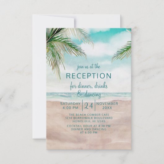 Invitation Island Breeze Plage tropicale Réception de mariage (Devant)