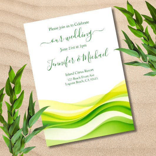 Invitation Island Citrus Green and Yellow Wedding