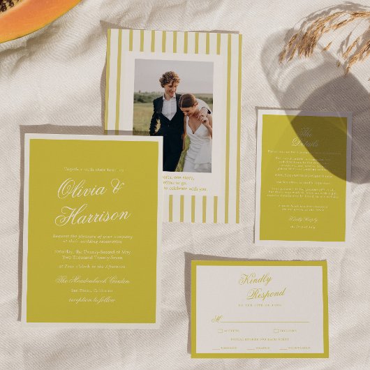 Invitation Island Citrus Yellow Elegant Script Wedding Script