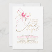 Invitation Isn't She Onederful Pink Bow Elegant 1st Birthday (Devant)