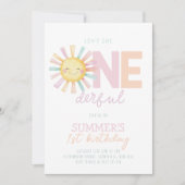 Invitation Isn't She Onederful Sun Girl Pastel 1st Birthday (Devant)