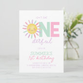 Invitation Isn't She Onederful Sun Girls 1st Birthday (Debout devant)