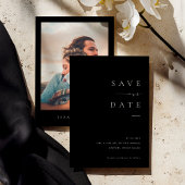 Invitation ISSA Black Elegant Save the Date Invite with Photo