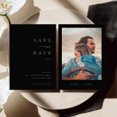 Invitation ISSA Black Elegant Save the Date Invite with Photo