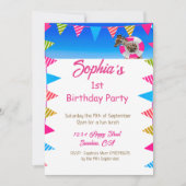 Invitation Ist Anniversaire Bord de mer Cute Giraffe Drapeau (Devant)