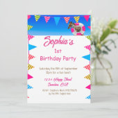 Invitation Ist Anniversaire Bord de mer Cute Giraffe Drapeau (Debout devant)