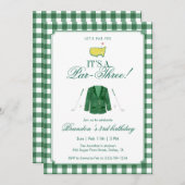 Invitation It’s A Par-Three Golf 3rd Birthday Green Gingham (Devant / Derrière)