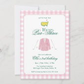 Invitation It’s A Par-Three Golf 3rd Birthday Pink Gingham (Devant)