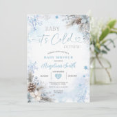 Invitation It’s Cold Outside Blue Winter Baby Shower  (Debout devant)