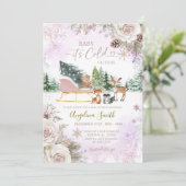 Invitation  It’s Cold Outside Woodland Winter Baby Shower  (Debout devant)