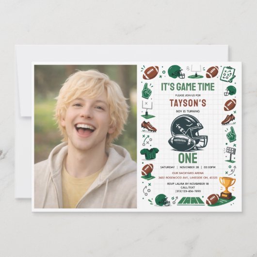 Invitation It’s Game Time Football 1st Birthday (Devant)