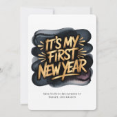 Invitation It’s My First New Year in Black & Gold Baby Shower (Dos)