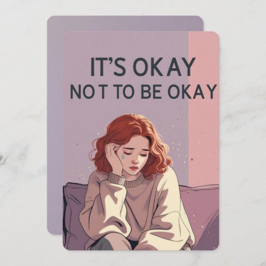 Invitation It’s Okay Not to Be Okay – Emotional Support Card (Devant / Derrière)