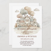 Invitation It Takes A Village Baby Shower (Devant / Derrière)