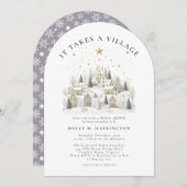 Invitation It Takes a Village Winter Baby Shower (Devant / Derrière)
