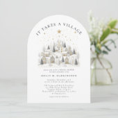 Invitation It Takes a Village Winter Baby Shower (Debout devant)