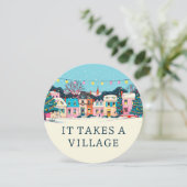 Invitation It Takes A Village Winter Neutral Baby Shower (Debout devant)